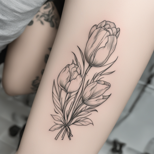 in the style of Kleine Tattoo, with a tattoo of Tulip