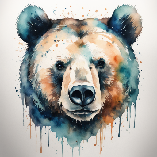 in the style of Watercolor Tatoo, with a tattoo of Bear