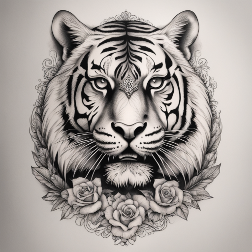 in the style of 3D Tatoo, with a tattoo of Tiger