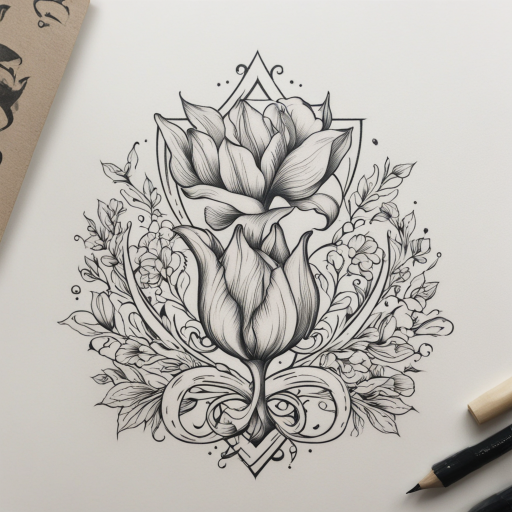 in the style of Anchor Tattoo, with a tattoo of Tulip