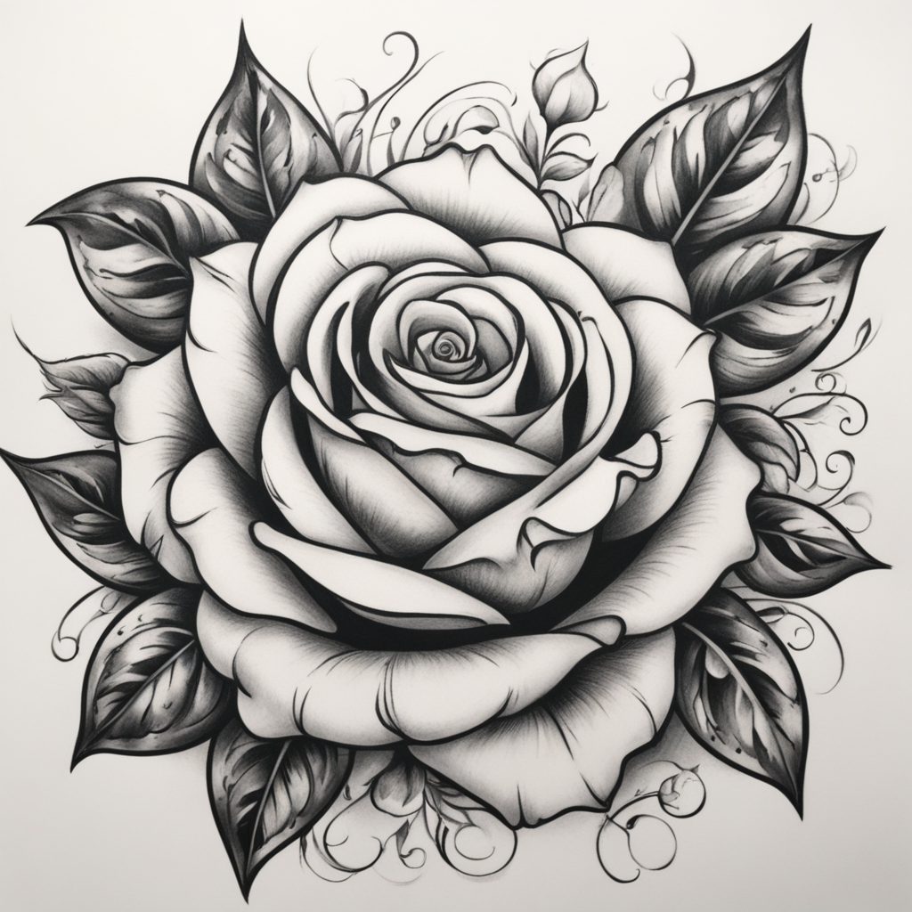 in the style of Chicano Tattoo, with a tattoo of Rose