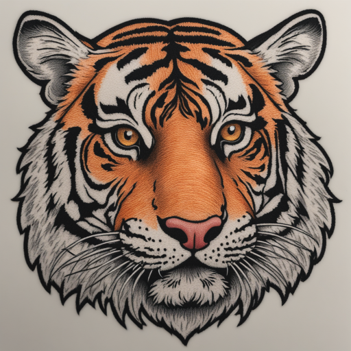 in the style of Patch Tattoo, with a tattoo of Tiger
