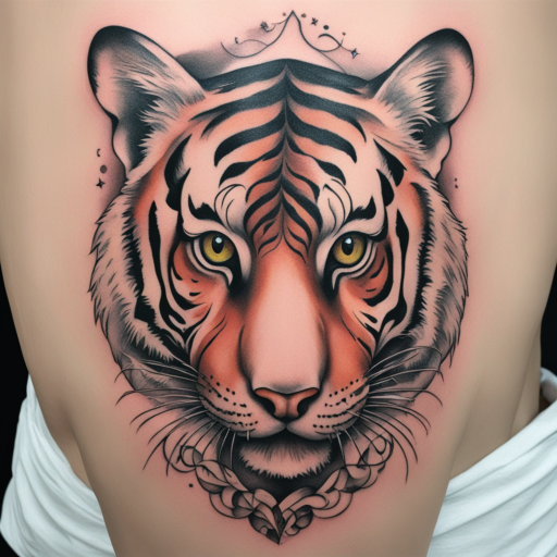 in the style of Surrealism Tattoo, with a tattoo of Tiger