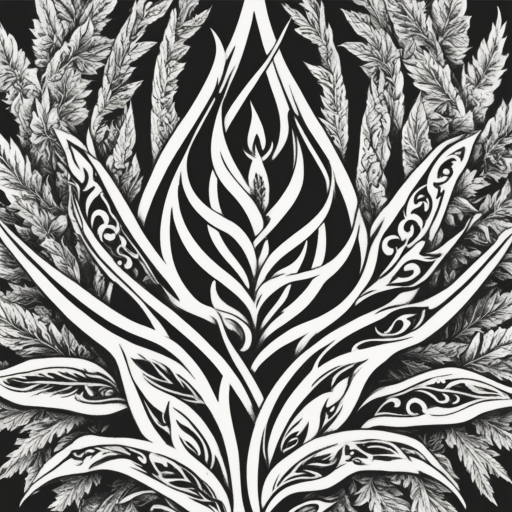 in the style of Types Of Tribal Tattoo, with a tattoo of Cannabis Leaf