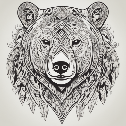 in the style of Types Of Tribal Tattoo, with a tattoo of Bear