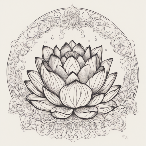 in the style of Illustrative Tattoo, with a tattoo of Lotus Flower