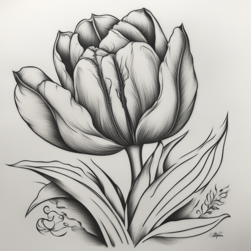 in the style of Chicano Tattoo, with a tattoo of Tulip