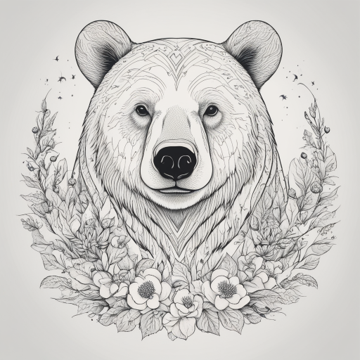 in the style of Illustrative Tattoo, with a tattoo of Bear