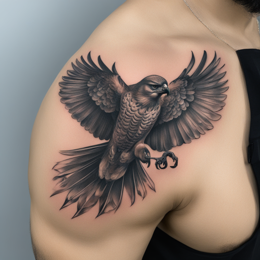 in the style of 3D Tatoo, with a tattoo of Falcon