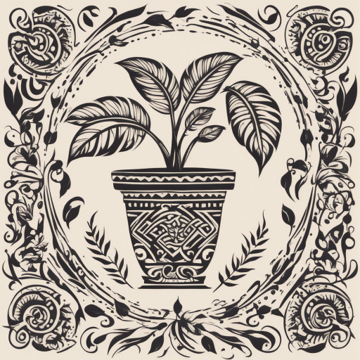 in the style of Types Of Tribal Tattoo, with a tattoo of Potted Plant