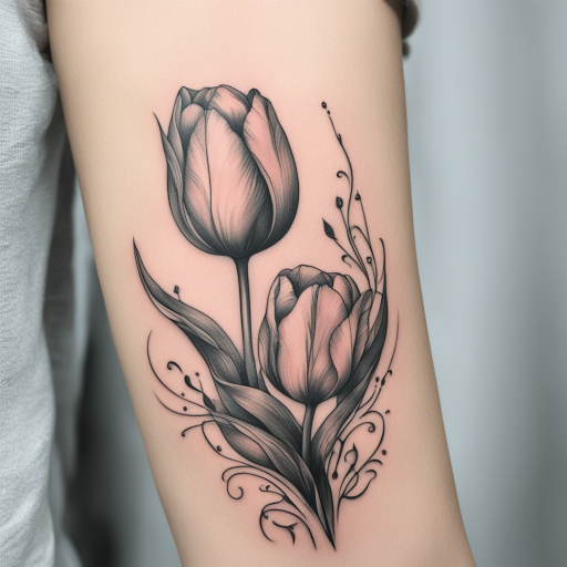 in the style of Surrealism Tattoo, with a tattoo of Tulip