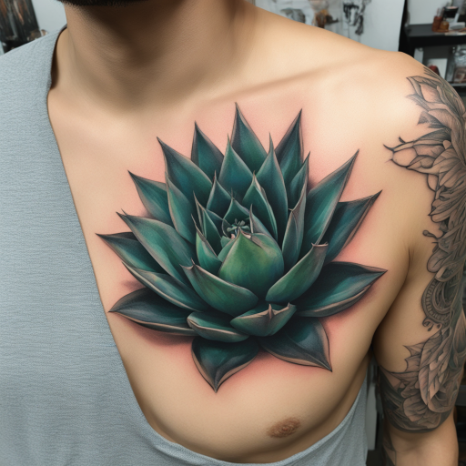 in the style of 3D Tatoo, with a tattoo of Agave