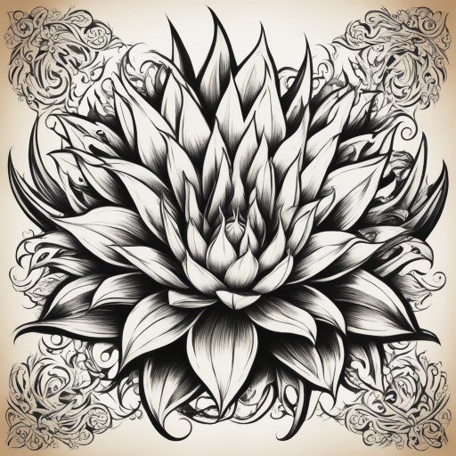 in the style of Types Of Tribal Tattoo, with a tattoo of Agave