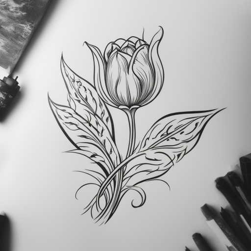 in the style of Types Of Tribal Tattoo, with a tattoo of Tulip