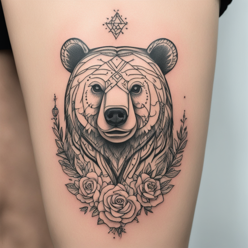 in the style of Kleine Tattoo, with a tattoo of Bear