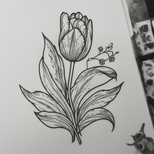 in the style of Patch Tattoo, with a tattoo of Tulip