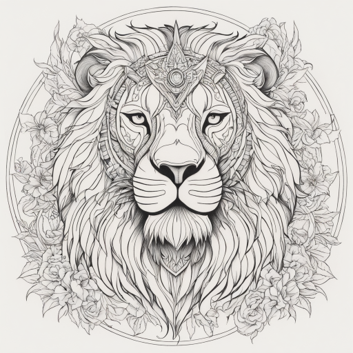 in the style of fineline tattoo, with a tattoo of The fierce lion that has always been fierce

