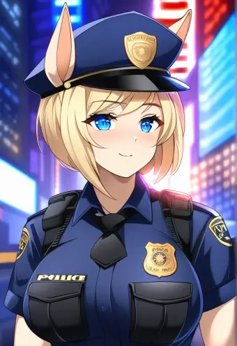 Anime Furry Girl Police Officer at NYC Crime Scene
