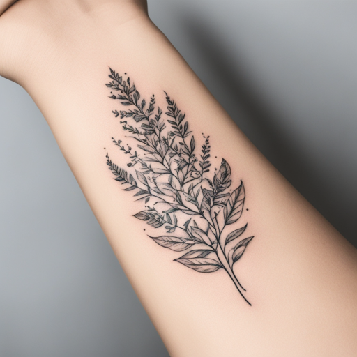 in the style of kleine tattoo, with a tattoo of plantas