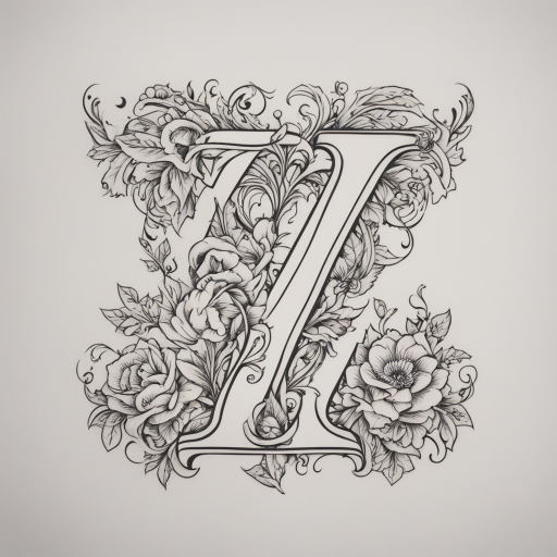 in the style of kleine tattoo, with a tattoo of letter Z