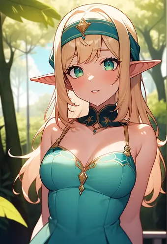 Fantasy Anime Elf in a Spring Forest with Cinematic Quality