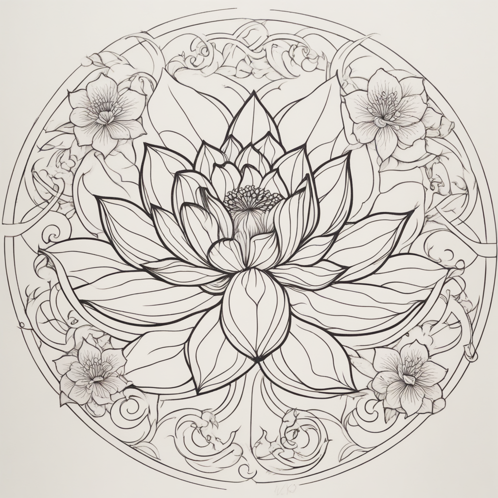 in the style of geometric tattoo, with a tattoo of Vine or flowers lotus