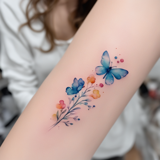 in the style of watercolor tatoo, with a tattoo of create a minimal design that signifies lost of children due to miscarriages and that they are never forgotten
