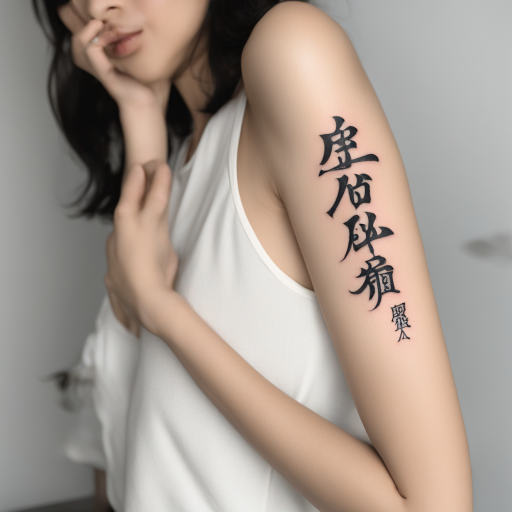 in the style of fineline tattoo, with a tattoo of 几个字母纹身