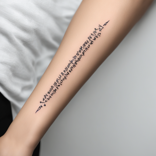 in the style of fineline tattoo, with a tattoo of A sentence can cover a tattoo with the sentence “אין לי ארץ אחרת״
