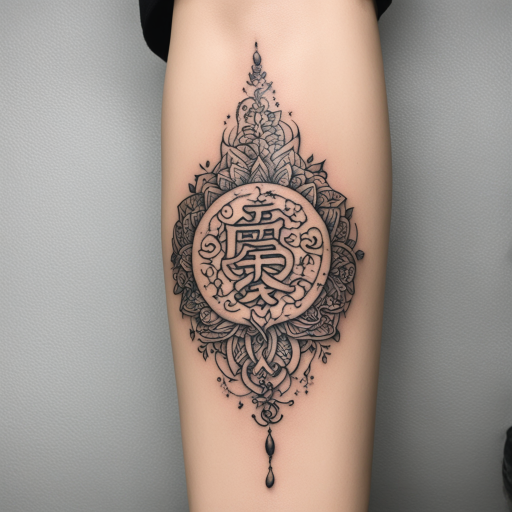 in the style of kleine tattoo, with a tattoo of 何欢