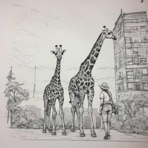 in the style of fineline tattoo, with a tattoo of my tattoo is inspired by the giraffe scene in the videogame the last of us. instead of from inside the building