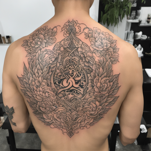 in the style of fineline tattoo, with a tattoo of 帮我设计一个图案，希望和自由结合