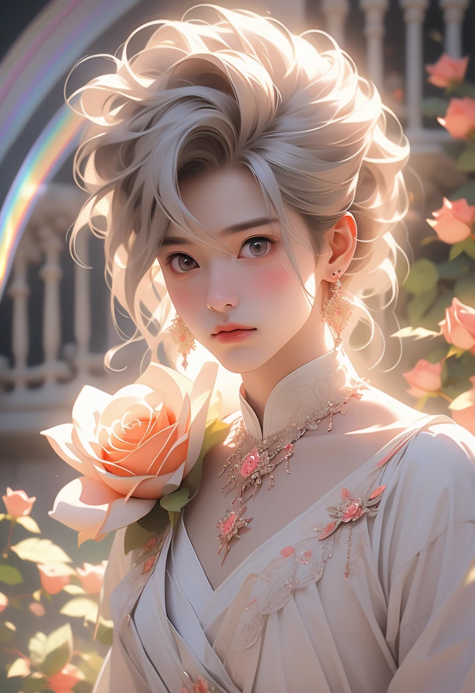 Hyper-Realistic Anime Illustration of Albino Girl in Wedding Dress