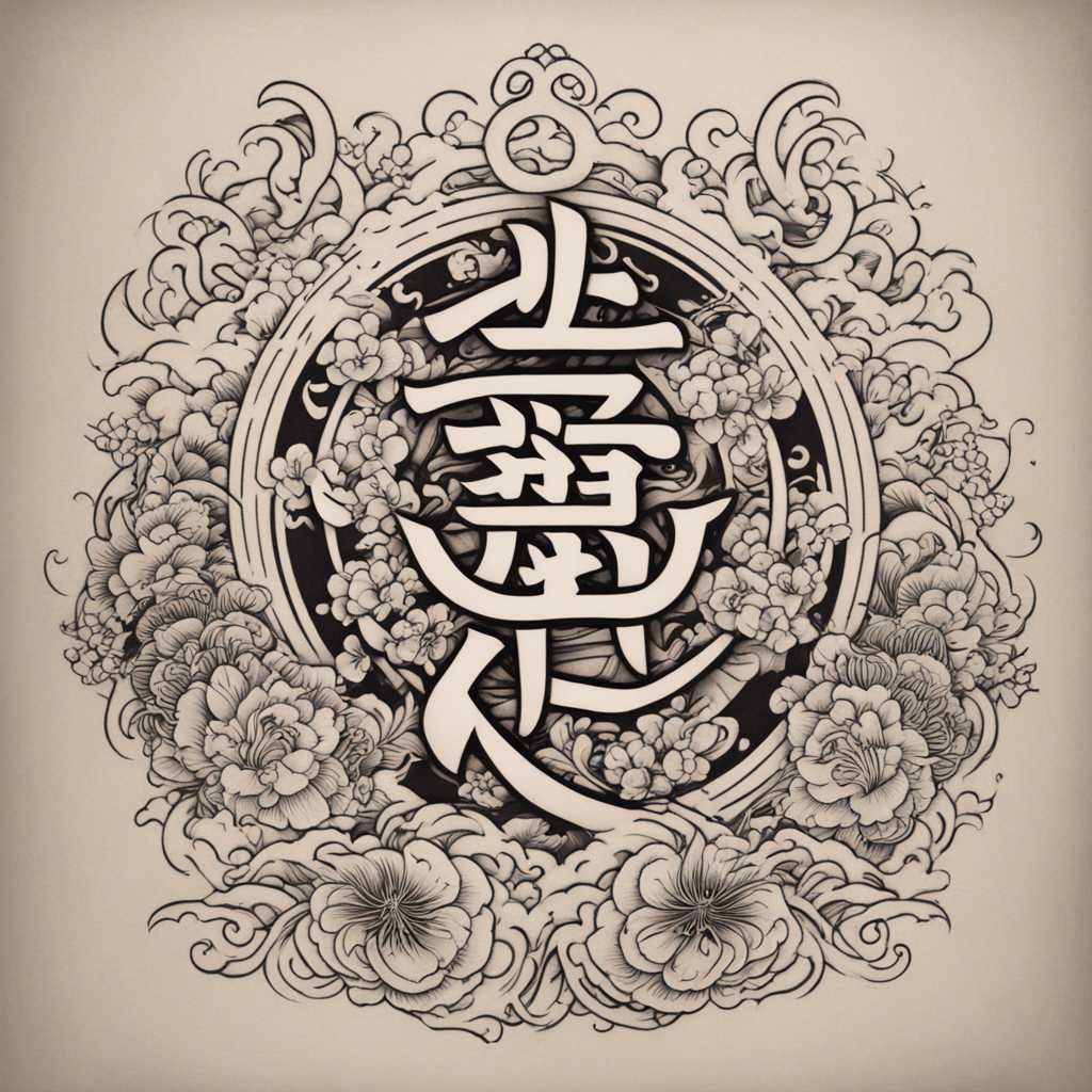 in the style of japanese tattoo, with a tattoo of kanji tattoo