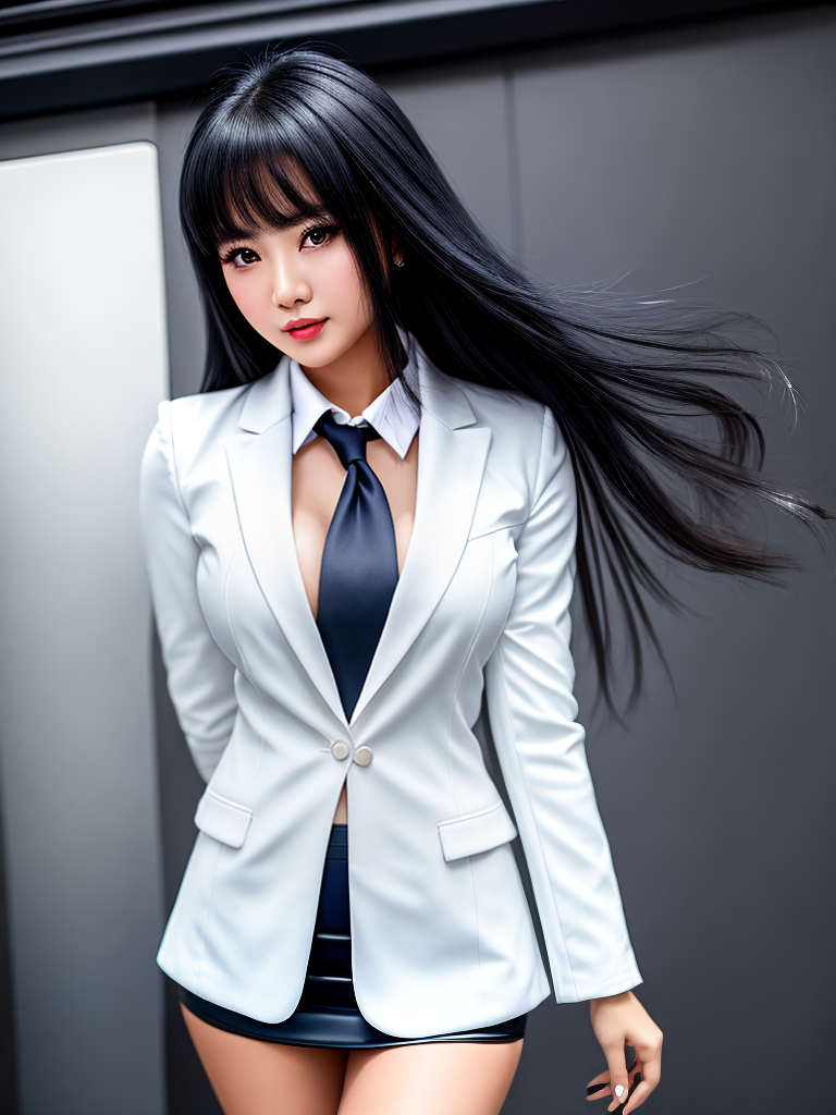 Elegant Anime Beauty in Professional Attire