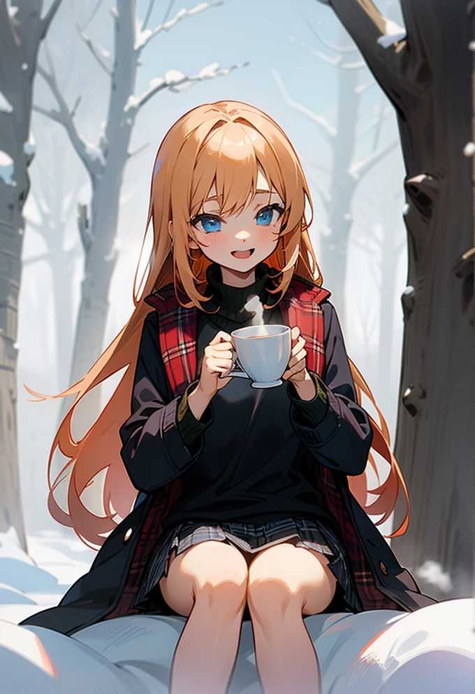 "Cozy Winter Wonderland: Anime Girl's Tea Time in the Woods"