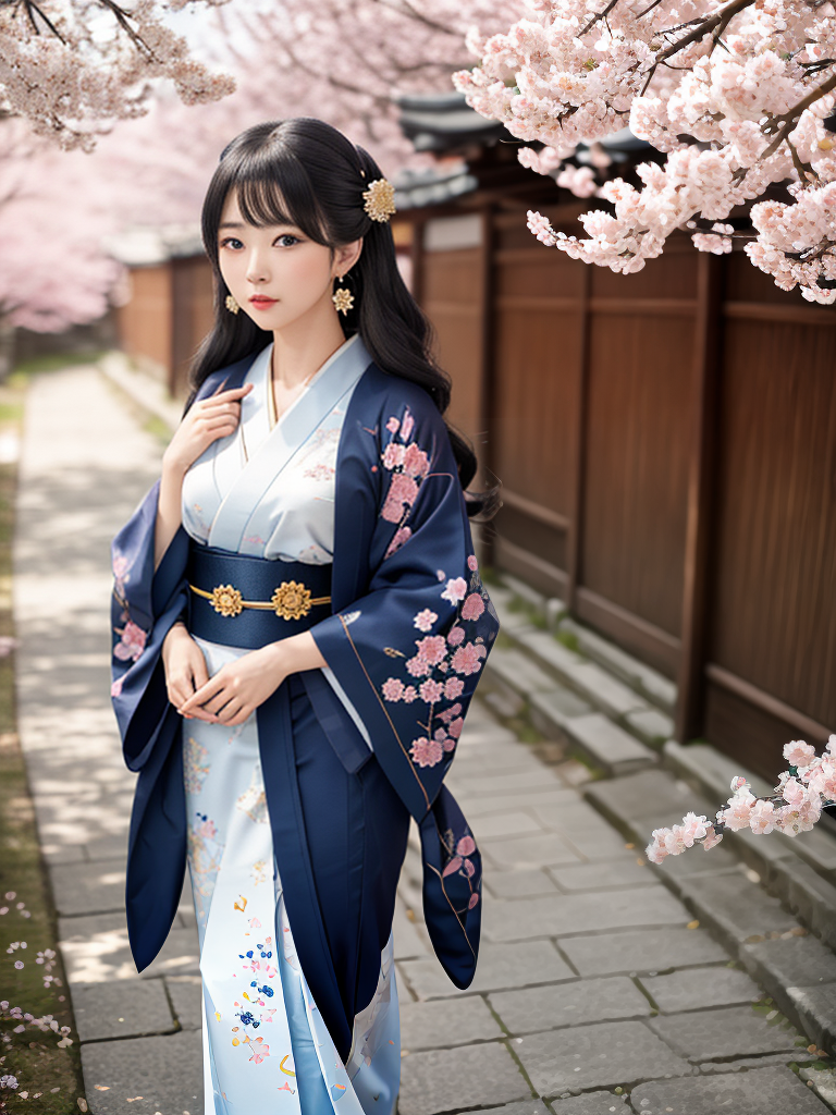 Serenity in Blue: A Moonlit Geisha Princess