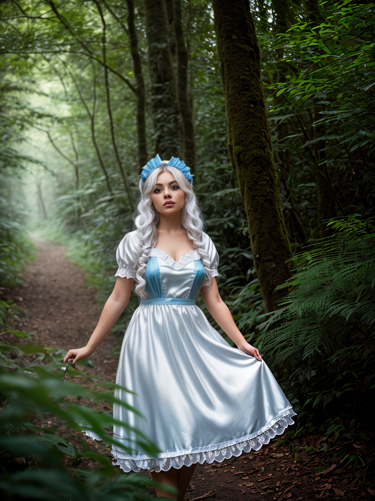 Enchanted Cat Maid in a Lush Forest