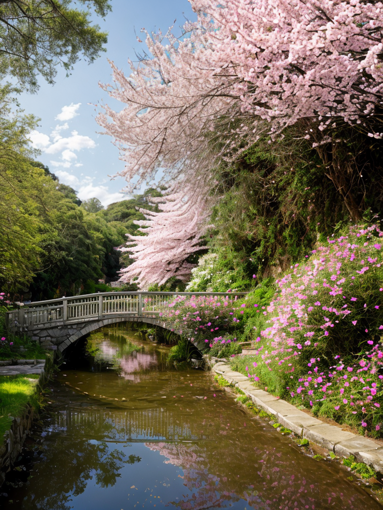 Spring Serenity: Joyful Anime Girl in Nature