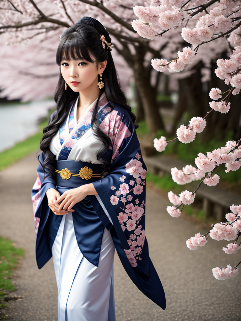 Elegance of the Russian Geisha: A Floral Dreamscape