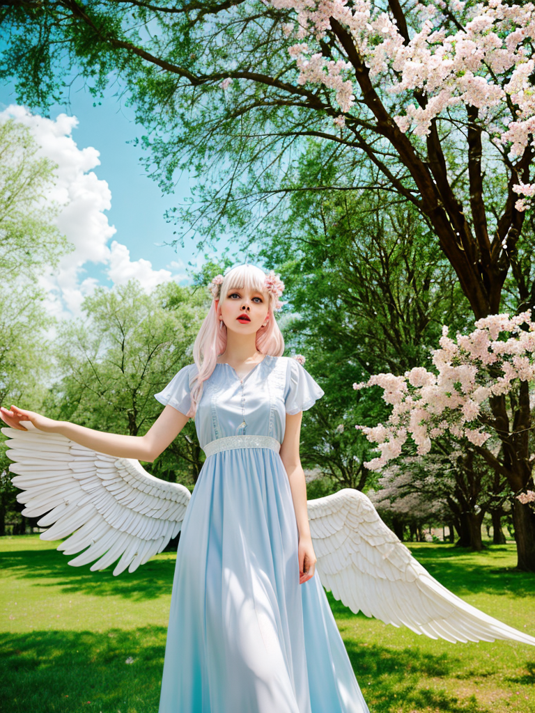 Whimsical Angel in a Serene Park