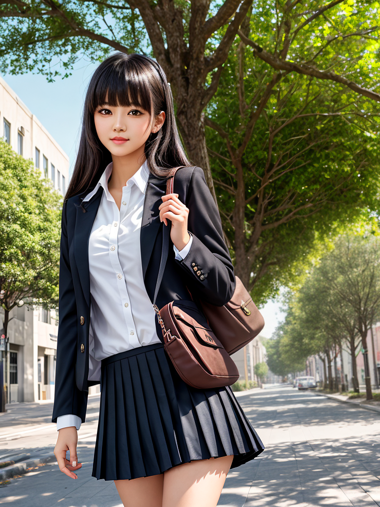 Charming School Girl in Vibrant Artistry