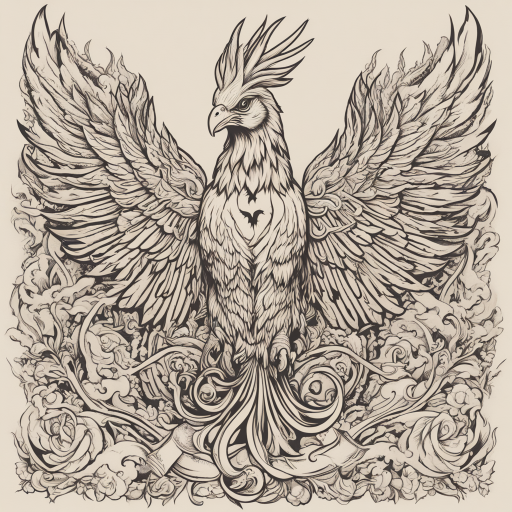 in the style of phoenix, with a tattoo of The Rockin' O Ranch