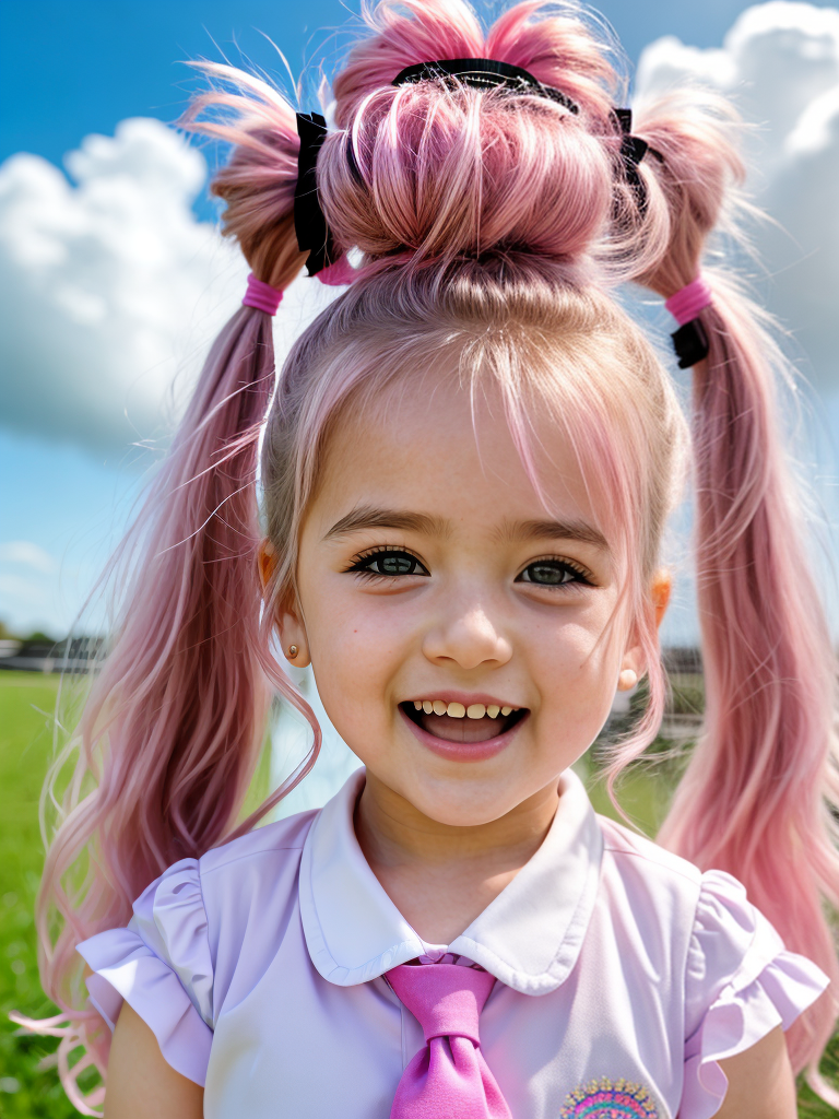 Cheerful Angel Girl in Pastel Dreamscape