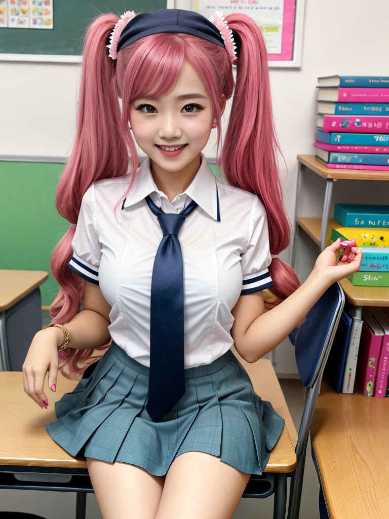 Cheerful Schoolgirl in Vibrant Classroom