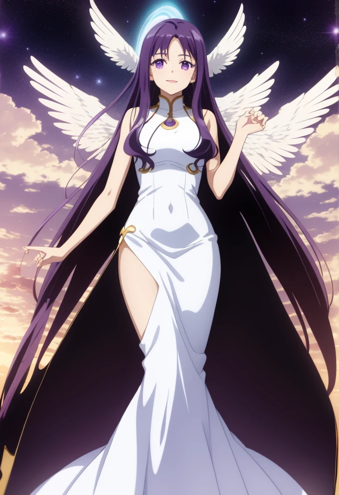 Celestial Serenity: The Purple-Haired Angel