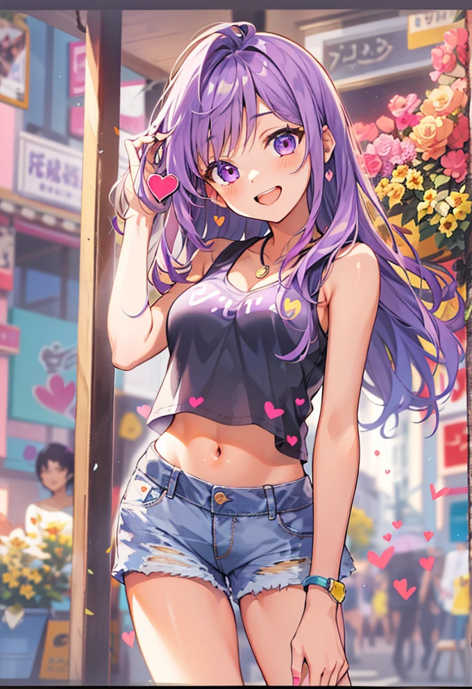 Vibrant Urban Playfulness: The Cheerful Anime Girl