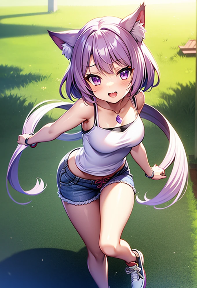 Playful Purple: Whimsical Adventures of a Cat Girl in the Park