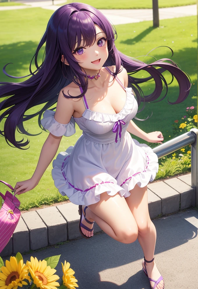 Summer Bliss: A Cheerful Anime Girl in the Park