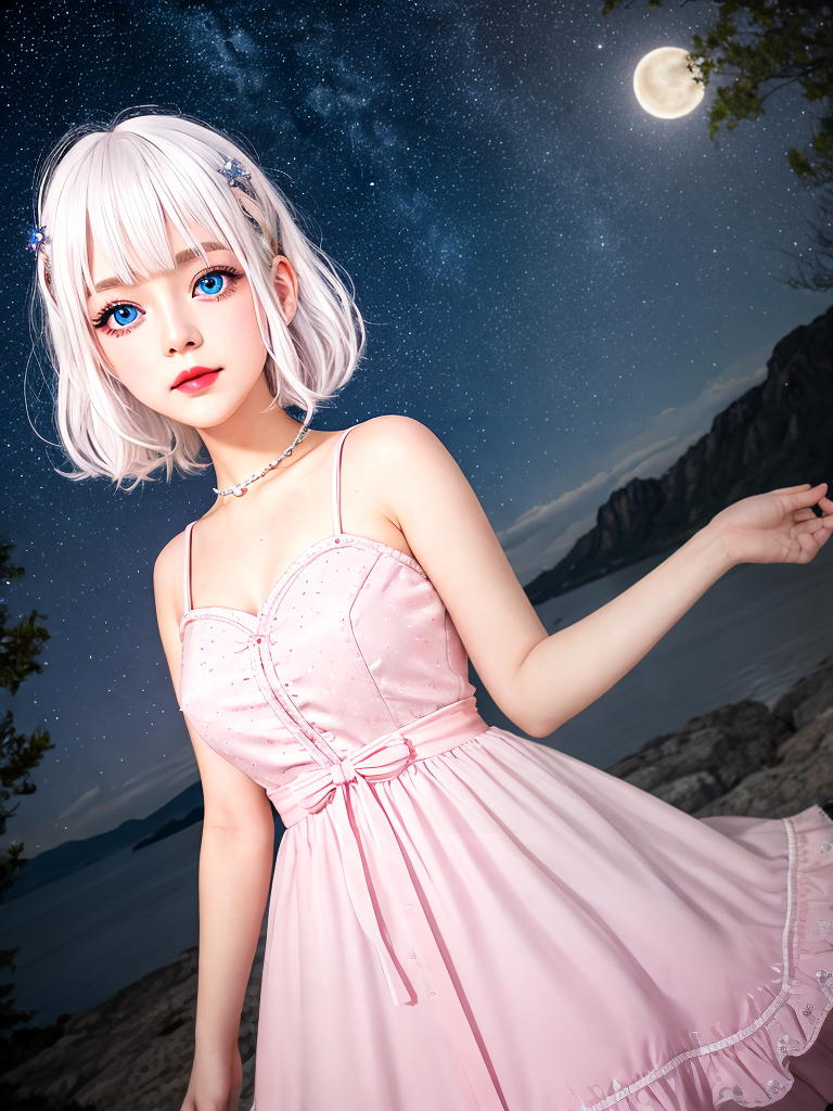 Whimsical Moonlit Wonder: A Dreamy Night in Pastel